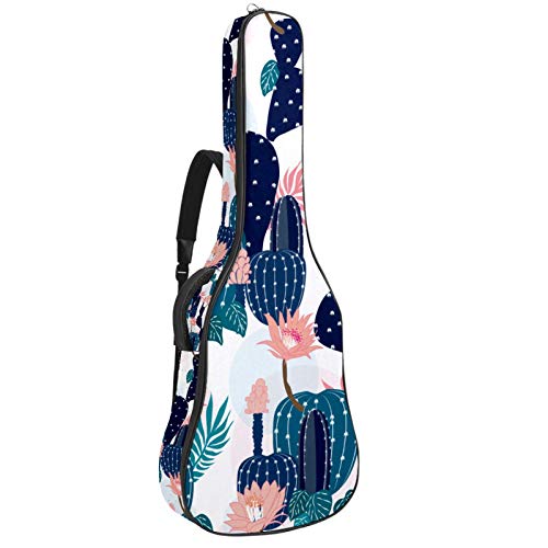 Gitarren-Gigbag, wasserdicht, Reißverschluss, weich, für Bassgitarre, Akustik- und klassische Folk-Gitarre, Kaktuspflanze, Blumenmuster