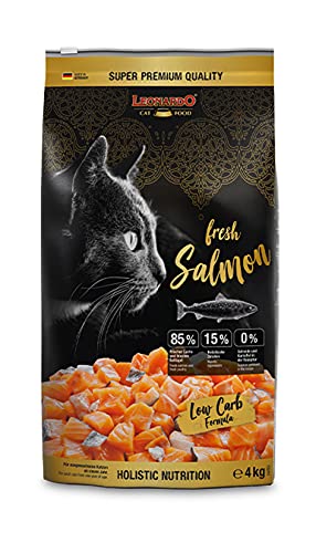 Leonardo Fresh Salmon & Poultry [4kg] Katzenfutter | Trockenfutter mit 85% Frischfleisch für Katzen | Alleinfuttermittel für ausgewachsene Katzen Aller Rassen ab 1 Jahr