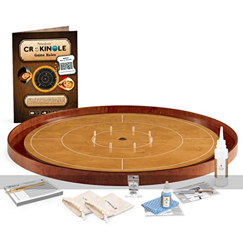 Masters Crokinole Tournament Board - Beech and Cherry (with Discs, Powder and Hanging kit)