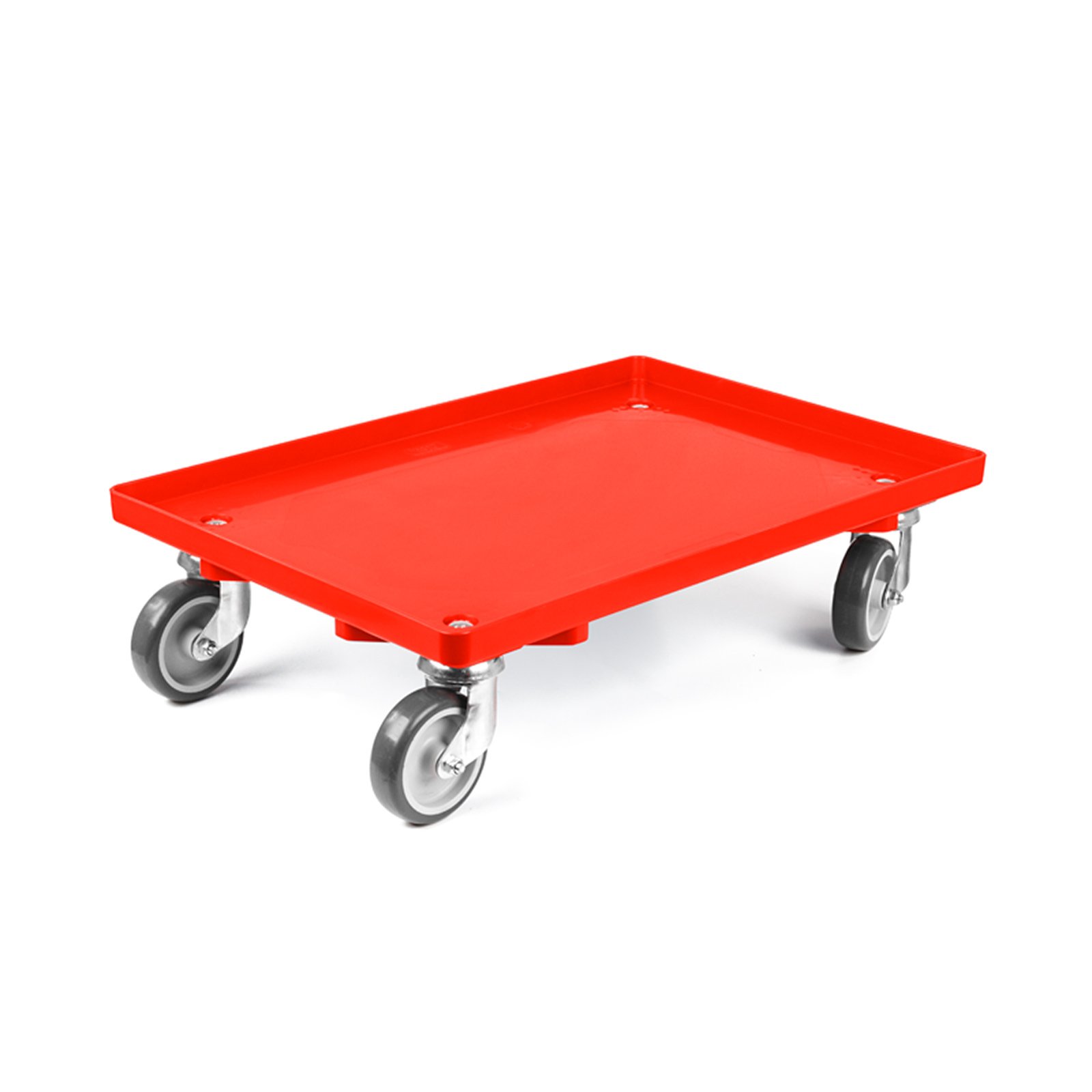 aidB Kunststoff Transportroller Geschlossen - Rot - mit Gummiräder, 2 Lenkrollen und 2 Blockrollen - Einzel