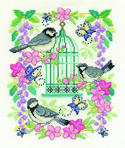 DMC Kit de Point de Croix 14 Fils Oriental Birdcage, Multicolore