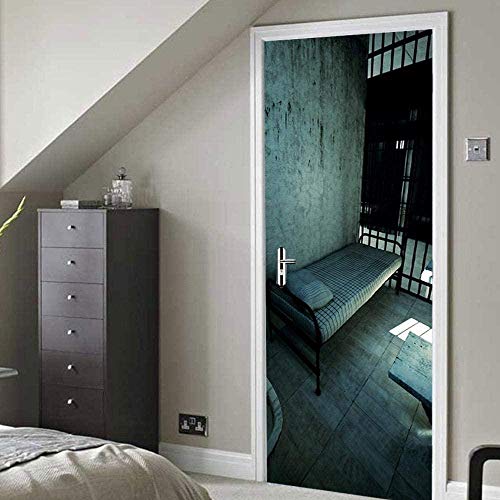 thetobea 3D Tür Aufkleber Gefängnis Poster Wandbild Tapete Home Decoration PVC77x200 cm