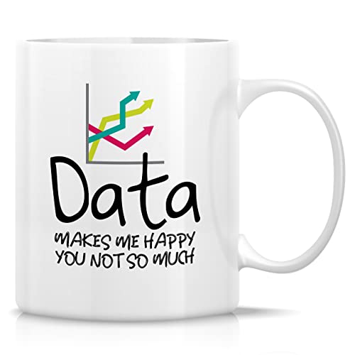 Retreez Lustige Tasse – Data Makes Me Happy Data Science Scientist Analyst Computer Accounting 325 ml Keramik-Kaffeetassen – Lustiges Sarkasmus-inspirierendes Geburtstagsgeschenk für Freund, Kollegen,