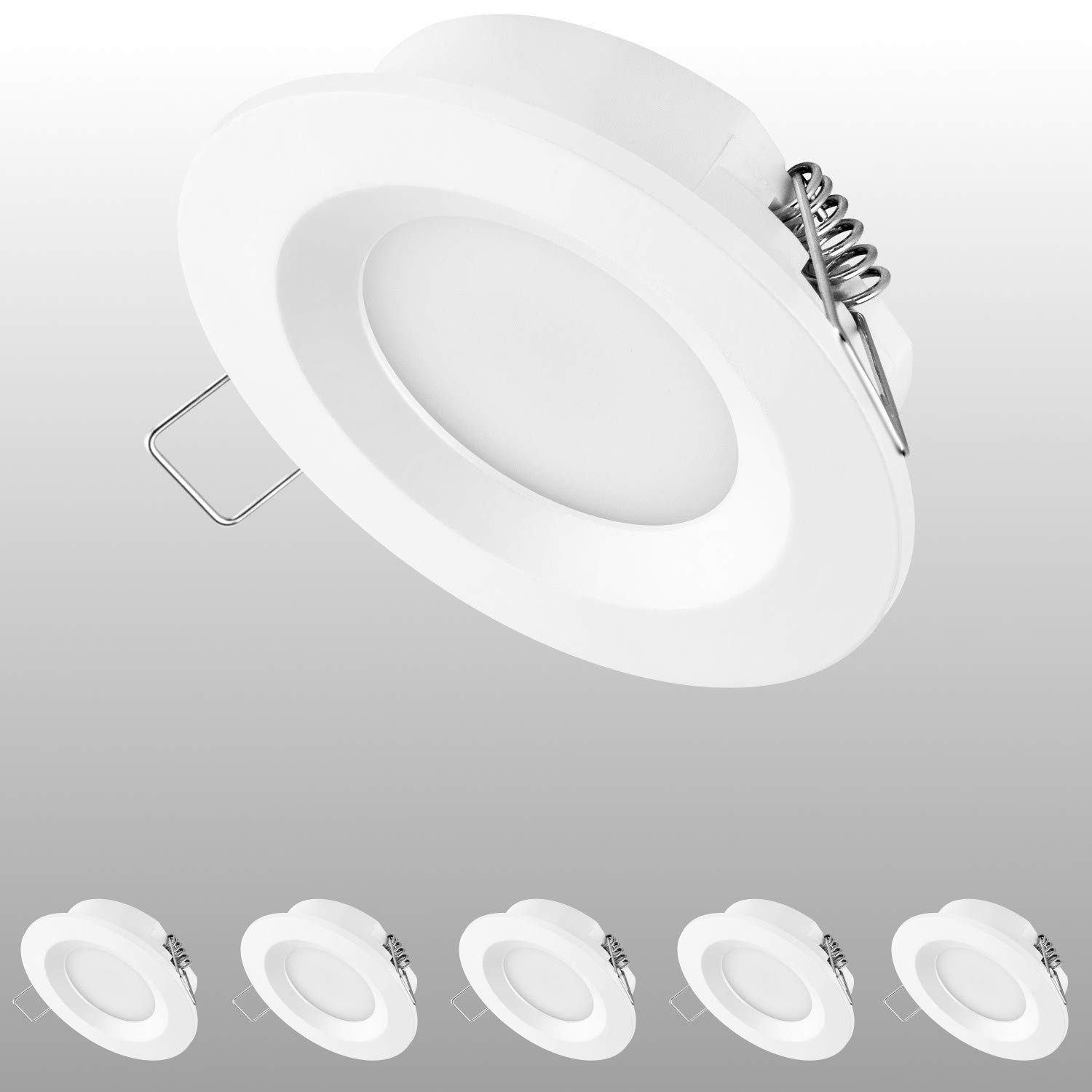 TEVEA Ultra Flach LED Einbaustrahler | 3.5W 300lm 230V | Einbauleuchte | Einbauspot | 5er Pack (Warmweiss)