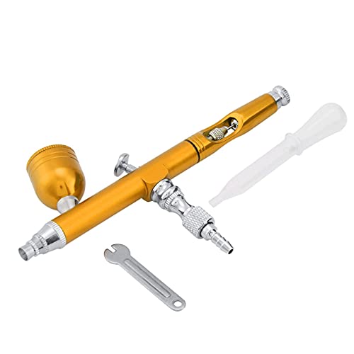 Raguso Praktische multifunktionale Dual Airbrush Schwerkraft Airbrush Pistole 0,3 mm Airbrush Nadeldüse Art Paint Airbrush Mini Air Compressor Airbrush für Fine Art Nail Art(Yellow)