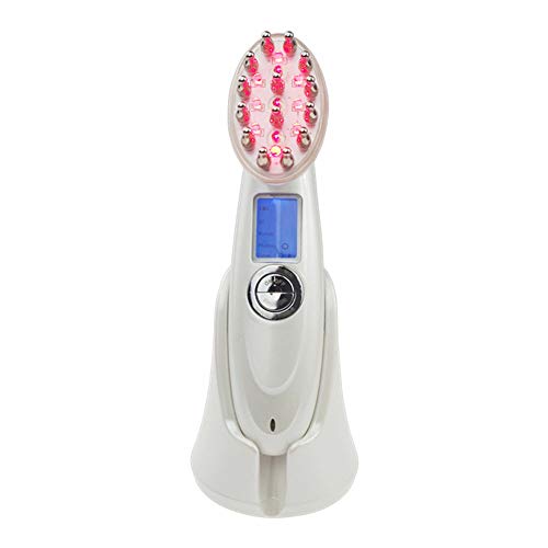Electric Smoothing Massage Brush Comb, Phototherapy Scalp Massager Comb, Promotion Blood Circulation Relief, Anti-Static and Anti-frizz (white)