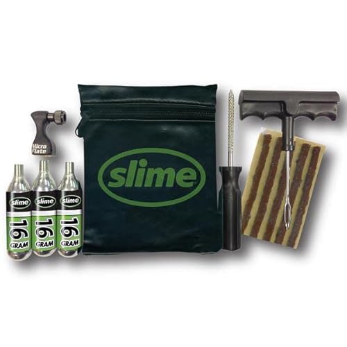 Slime 20382 Reparatur- und Aufpumpset für schlauchlose Reifen, Notfallreparatur von Einstichstellen bei Anhänger & Geländewagen, schnell und einfach, mit Minikompressor
