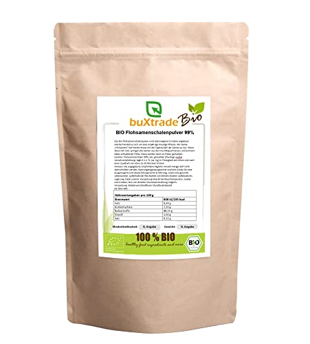 5 kg | Bio Flohsamenschalenpulver 99% | Pulver | Flohsamen | Buxtrade