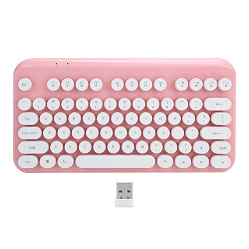 Drahtlose Tastatur, Y-FRUITFUL Y60 Ultradünne 2,4 G Punk 75-Tasten Ergonomische Schokoladentastatur Tastatur Computerzubehör, für zu Hause, Geschäftsbüro(Rosa)