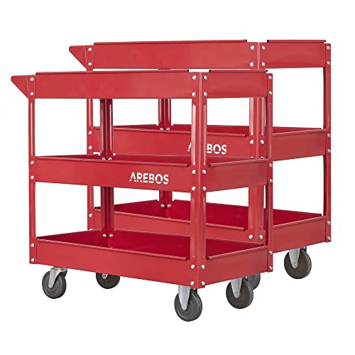 Arebos Werkstatt-Rollwagen Montagewagen/Große Belastbarkeit bis 100 kg / 2 oder 3 Fächer/Einzeln oder als Set (3 Fächer - 2er Set)