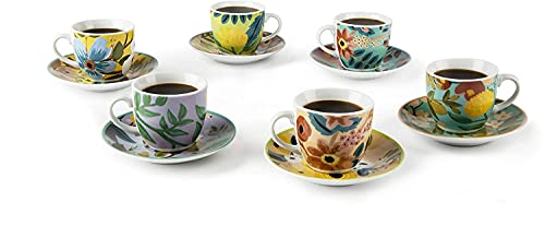 Excelsa mit 6 Espressotassen mit Untertasse Blumen, 64919