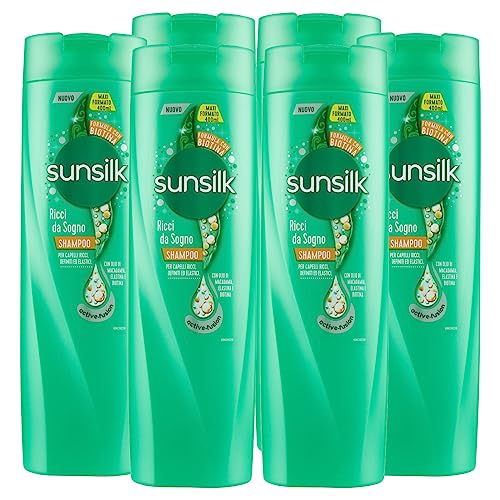 Sunsilk Traum Locken Shampoo für definiertes und elastisches lockiges Haar, Formel Active Fusion mit Macadamia-Öl, Elastin und Biotin, 6 Flaschen à 400 ml