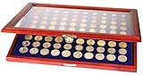 SAFE 5888 Holz Münzvitrine für 10 komplette Euro KMS Kursmünzensätze 1, 2, 5, 10, 20, 50 Cent & 1, 2 Euro Münzen | mit Glaseinsatz | Abmessungen : 375 x 260 x 30 mm