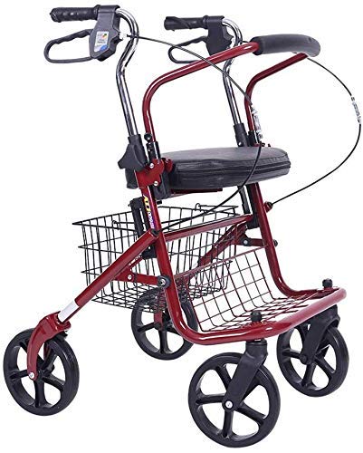 Rollator s Rollator with Seat and Wheels Medical Mobility Walking Aids Foldable,Shopping Cart Walking Frame with Storage Basket,Red