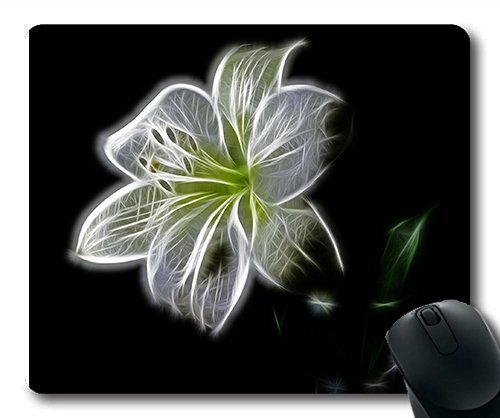 Yanteng (Precision Lock Edge Mouse pad) White Lily Flower Nature Beauty Digital Art Gaming Mouse pad Mouse mat for mac or Computer