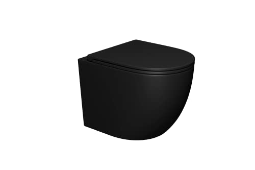 doporro Hänge-Toilette A179 schwarz matt inkl. Soft-Close spülrandloses-Toilette Hänge-WC aus Keramik