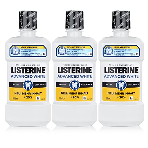 LISTERINE Advanced White | LISTERINE Mundspülung mit Whitening-Effekt | Für gesunde Zähne | 3er Pack (3 x 500 ml)