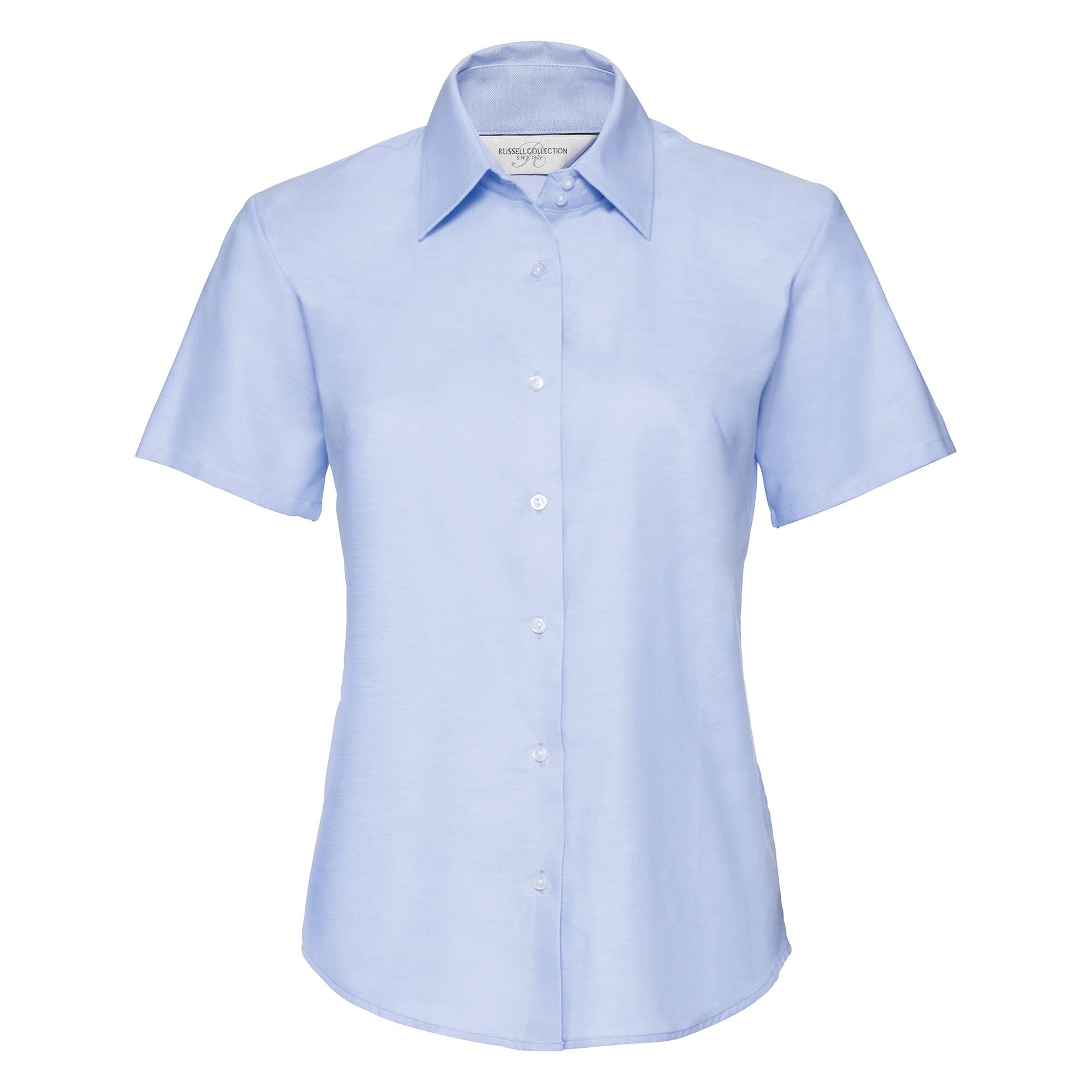 Russell Collection Easy Care Oxford Bluse, Kurzarm 6XL,Oxford Blau