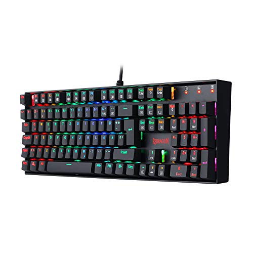 Redragon K551-RGB-DE Vara Mechanische Gaming Tastatur RGB LED Beleuchtete Mechanische Tastatur Blaue Schalter Für PC Gaming 104 Tasten Kompaktes Design (QWERTZ Deutsches Tastaturlayout)