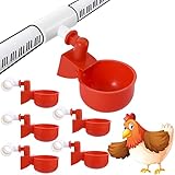 8 Stück Hühnertränke - Automatische Hühnerwasserbecher mit PVC-T-Befestigung, Geflügelbewässerungssystem für Enten, Gänse, Wachteln, Vögel