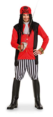 Folat 63357 Komplettset: Kostüm Herren Pirat Freibeuter Störtebeker XL-XXL, rot