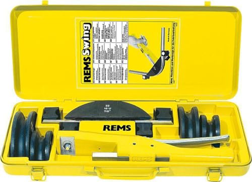 REMS Swing Set 12-15-18-22 Einhand-Rohrbieger (Installationswerkzeug) - maßgenaues Biegen von vielen Rohrarten bis 90°, Antriebsvorrichtung nur 0,9kg, je 1x Biegesegment 12, 15, 18, 22 mm