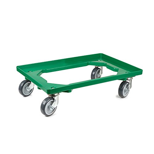 aidB Kunststoff Transportroller Offen - Grün - mit Gummiräder, 4 Lenkrollen - Einzel