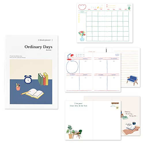 Monolike Ordinary Days Terminkalender 6-Monats-Planer, Schreibtisch - Akademischer Planer, Wochen- und Monatsplaner, Terminplaner
