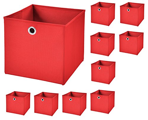 StickandShine 10er Set Rot Faltbox 28 x 28 x 28 cm Aufbewahrungsbox faltbar
