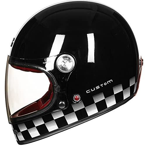 ZLYJ Motorrad Vintage Integralhelm Motorrad Scooter Retro Classic Crash Racing Touring ECE-geprüfter Helm B,Medium