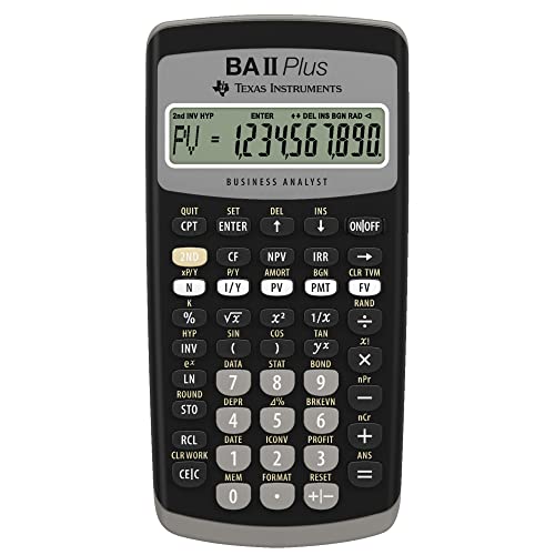 Texas Instruments BA II Plus Taschenrechner (Hosentasche, finanziell, Schwarz, Knöpfe, Akku)