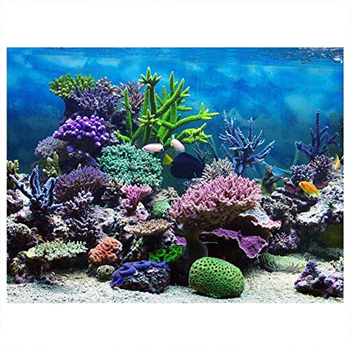 Mumusuki Aquarium Poster Unterwasser Marine Korallen Aquarium Hintergrund Poster Verdicken PVC Adhesive Static Cling Hintergrund Dekorative Papier Cling Decals Aufkleber(122 * 50cm)