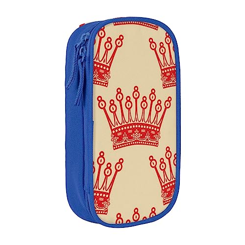 Red Crown Federmäppchen, mittlere Größe, Stiftehalter, Tasche mit Doppelreißverschlüssen für die Arbeit, niedlich, blau, Einheitsgröße, Koffer