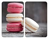 WENKO Herdabdeckplatte Universal Macarons, 2er Set Herdabdeckung für alle Herdarten, Gehärtetes Glas, 30 x 52 cm, mehrfarbig