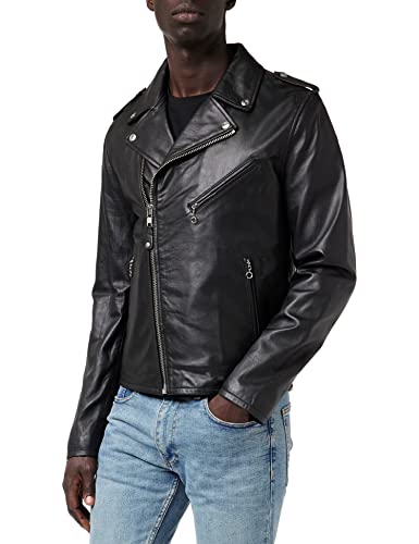 Schott NYC Herren Biker Leather Jacke, Schwarz (black 90), XX-Large