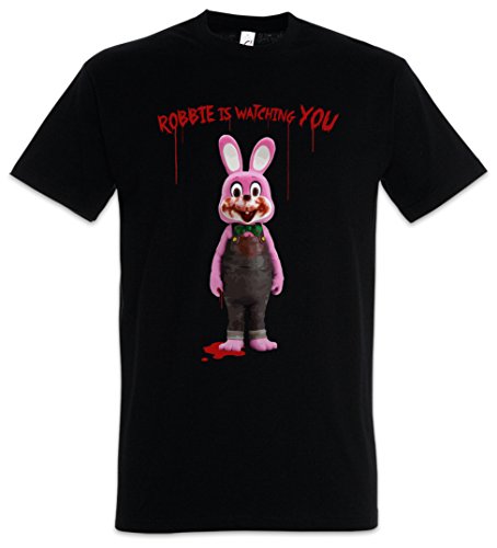 Urban Backwoods Robbie The Evil Rabbit Herren T-Shirt Schwarz Größe 2XL