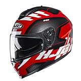 HJC Helmets Herren Nc Motorrad Helm, Schwarz/Weiss/Rot, L