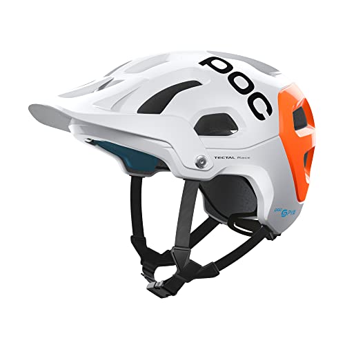 POC Tectal Race Spin NFC Fahrradhelm Unisex Erwachsene, Mehrfarbig Hydrogen White/Fluorescent Orange AVIP, XLX