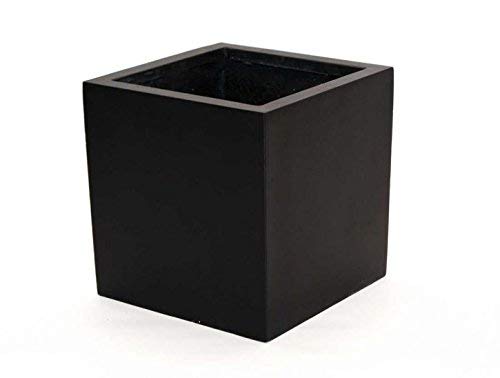 Blumenkübel Fiberglas quadratisch 50x50x50cm elegant schwarz-matt.