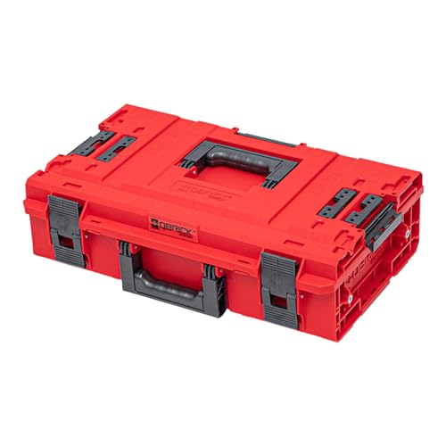 Qbrick System One 200 2.0 Vario Red Ultra HD Werkzeugkoffer Werkzeugkasten Werkzeugbox aus Kunstoff Werkzeugkiste mit Klemmverschlüssen Toolbox Organizer Für Werkstatt Rot 58,5 x 38,5 x 17,1 cm