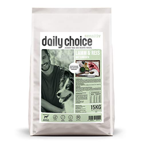daily choice sensitiv | 15 kg | Trockenfutter für Hunde | Lamm & Reis mit Erbsen | Monoprotein und weizenfrei | Für ernährungssensible Hunde geeignet | Mit Chicorrée und Grünlippmuschel