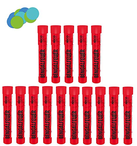 Conipa Bengalfeuer Bengalos Kat F1 (15er Pack, Rot) + Konfetti
