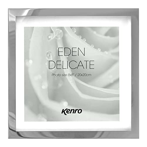 Kenro Eden Delicate Series SM2020 Bilderrahmen, 20 x 20 cm, poliertes Silber, mit elfenbeinfarbenem Passepartout