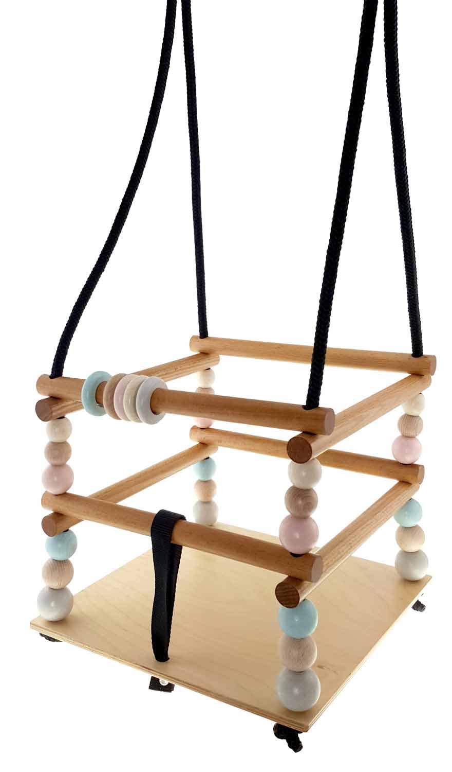 Hess Holzspielzeug 31106 - Gitterschaukel aus Holz, Nature Serie, handgefertigt, für Kleinkinder ab 12 Monaten, für unbeschwertes Schaukelvergnügen im Haus, auf der Terrasse und im Garten