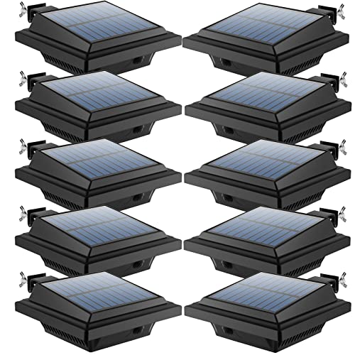 UniqueFire 40 LEDs Dachrinne Solarleuchte | Solarlampen für Außen | Schwarz Gartenbeleuchtung Warmweißes Solarlicht, 3W Sicherheitswandleuchte Aussen Zaunlicht Außenlampe für Garage, Patio