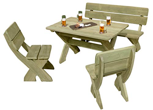 Gartenpirat Gartenbank mit Picknicktisch und 2 Stühlen aus Holz