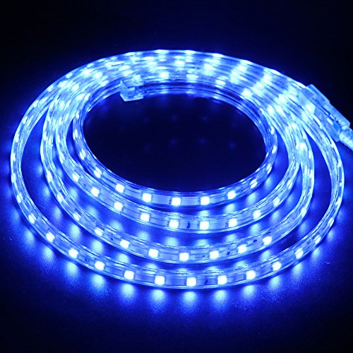 8M Dimmbare LED Streifen Blau,XUNATA 220V-240V 5050 SMD 60leds / m IP67 Wasserdicht,Kein Selbstklebender,Flexibles LED Lichtband für Küche Stairway Weihnachten Party Deko (Blau, 8m)