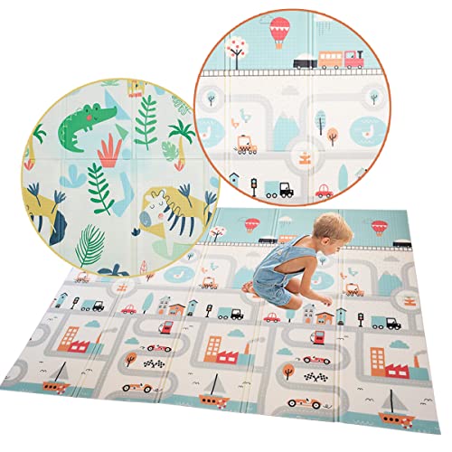 Olmitos – Faltbare Kinderspielmatte, pädagogische Babyspielmatte, 200 x 150 cm, XPE-Schaum zum Krabbeln – gepolstert für Schlafzimmer