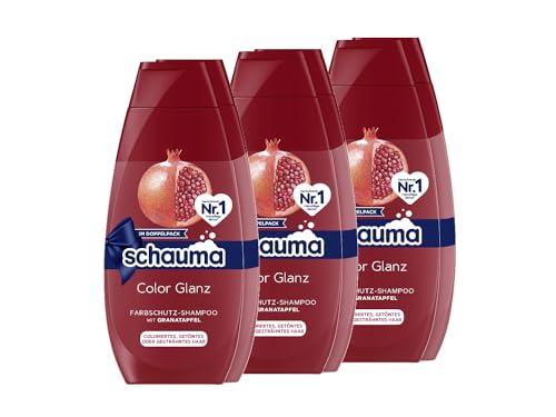 Schauma Schwarzkopf Color Glanz Shampoo, 2er Pack (3x 2x400 ml), deal für coloriertes, gesträhntes oder getöntes Haar, die Formel glättet & pfelgt colorisiertes Haar, exra langer Farbschutz