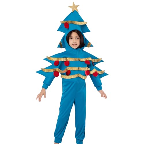 BUNIQ Weihnachtsbaum-Outfit für Kinder | Baumkostüm - Party-Outfits für Jungen, Mädchen, Kinder im Alter von 4–13 Jahren, lustiges Urlaubsoutfit, Weihnachtskostüme für die Weihnachts-Cosplay-Party
